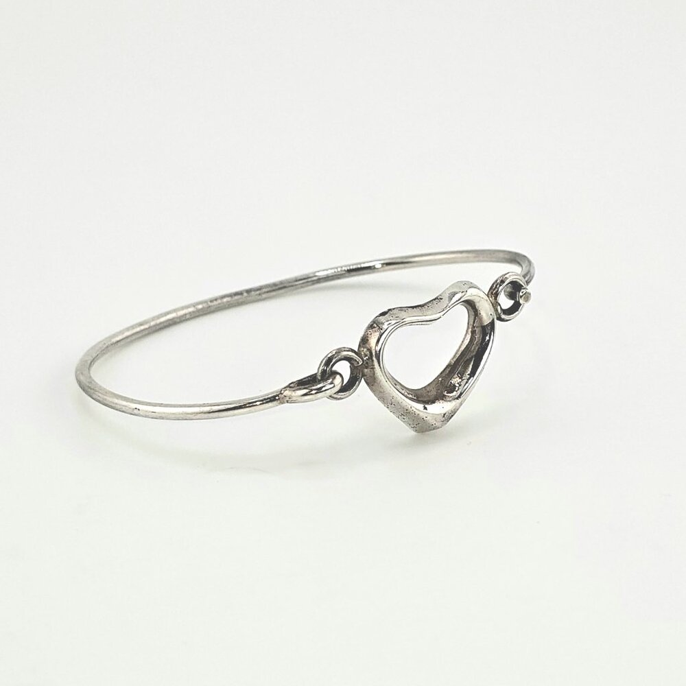 Vintage Mexico Sterling Silver Heart Hook Bangle | .925 | Handcrafted - Picture 2 of 6